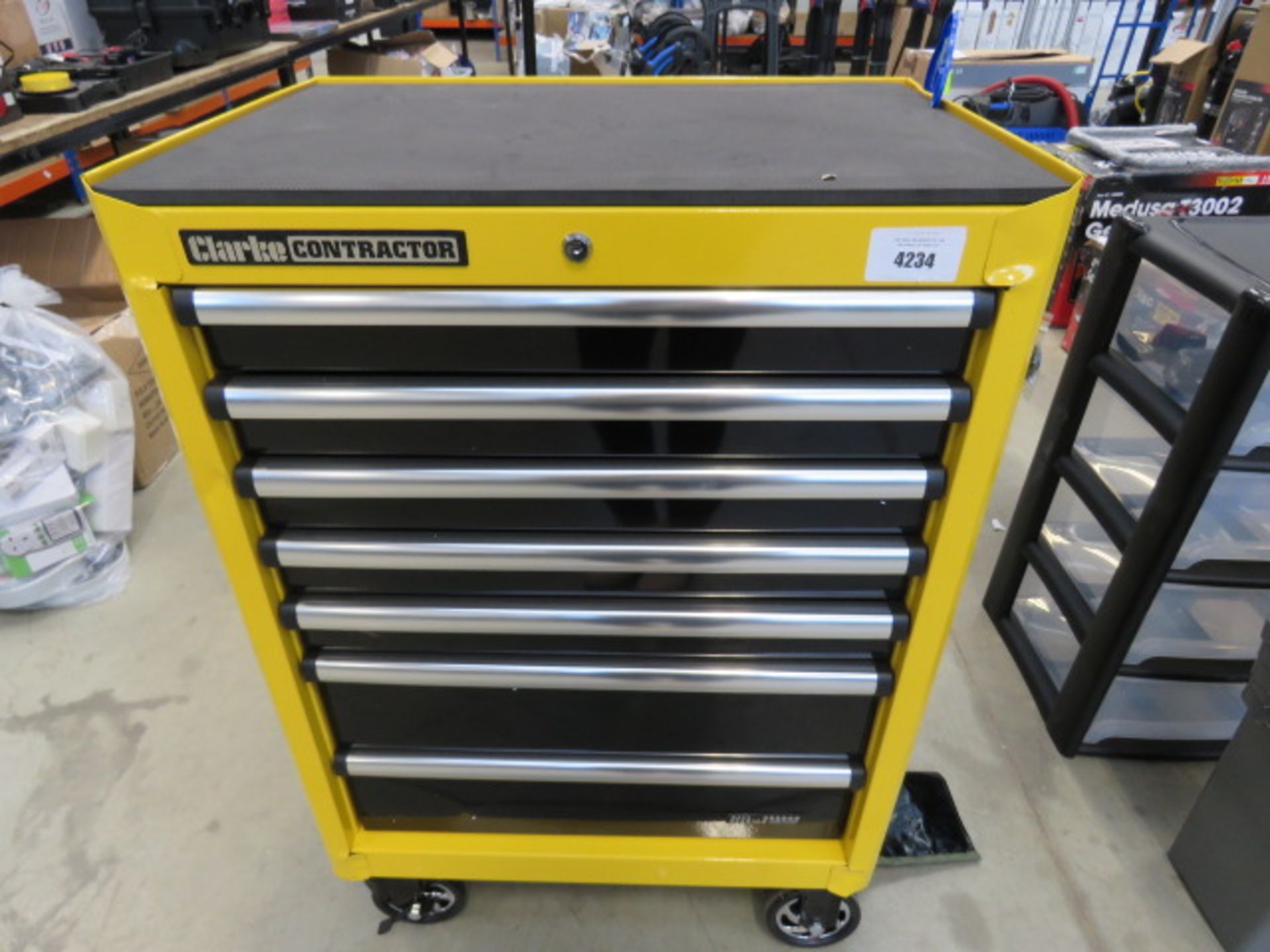 4210 Clarke contractor yellow wheeled toolbox