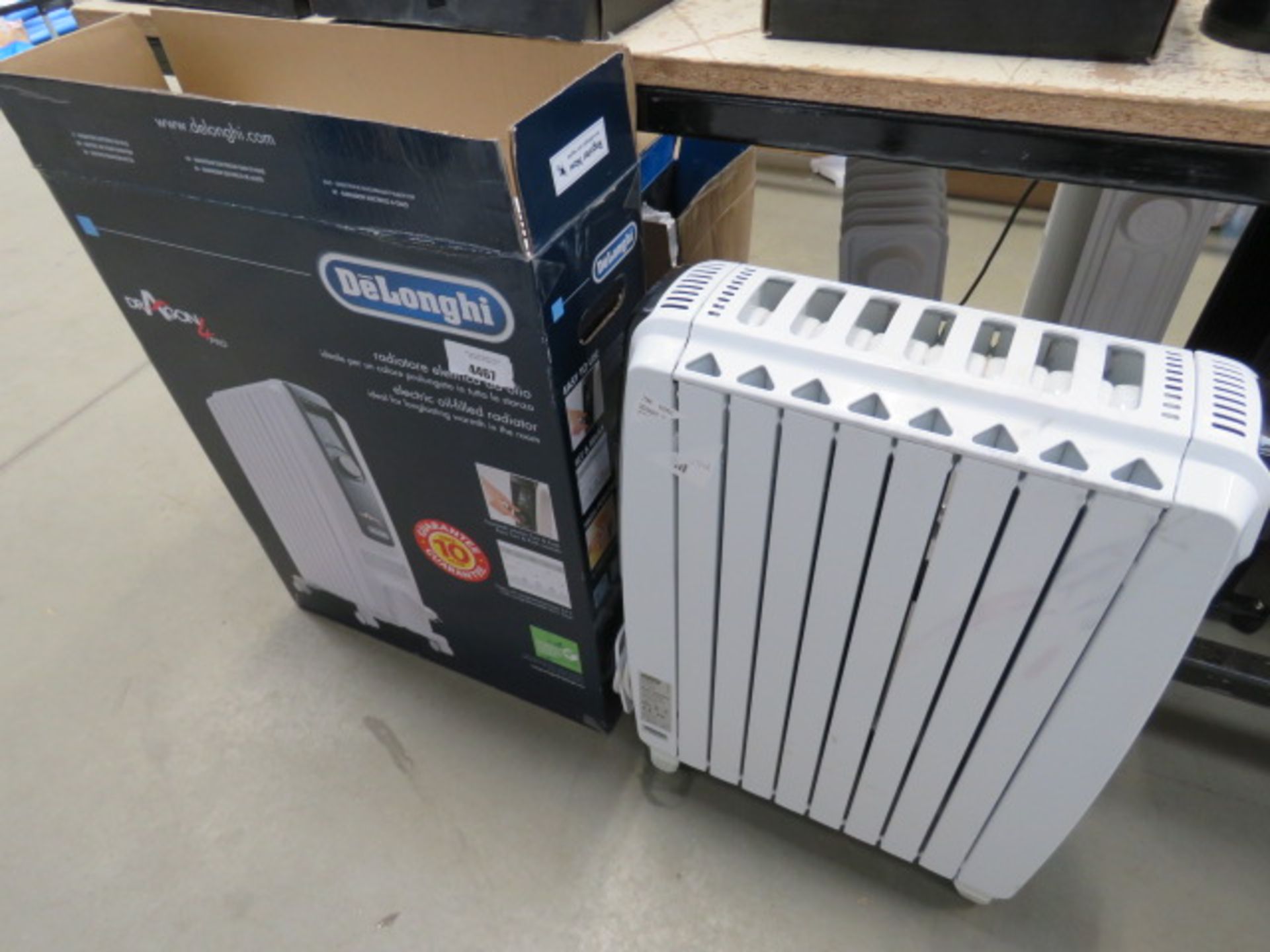 Boxed Delonghi oil filled radiator and one unboxed