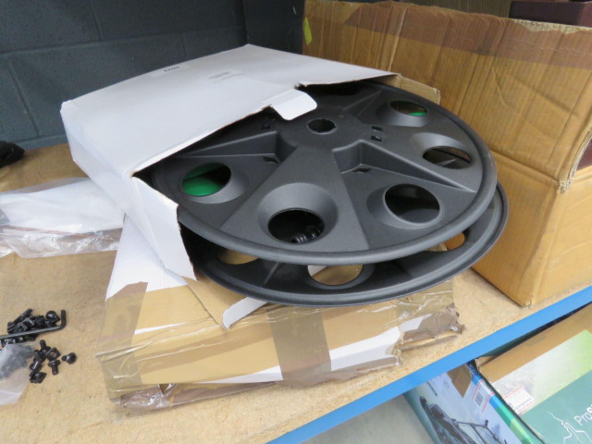 2 boxed flatpack hose reels