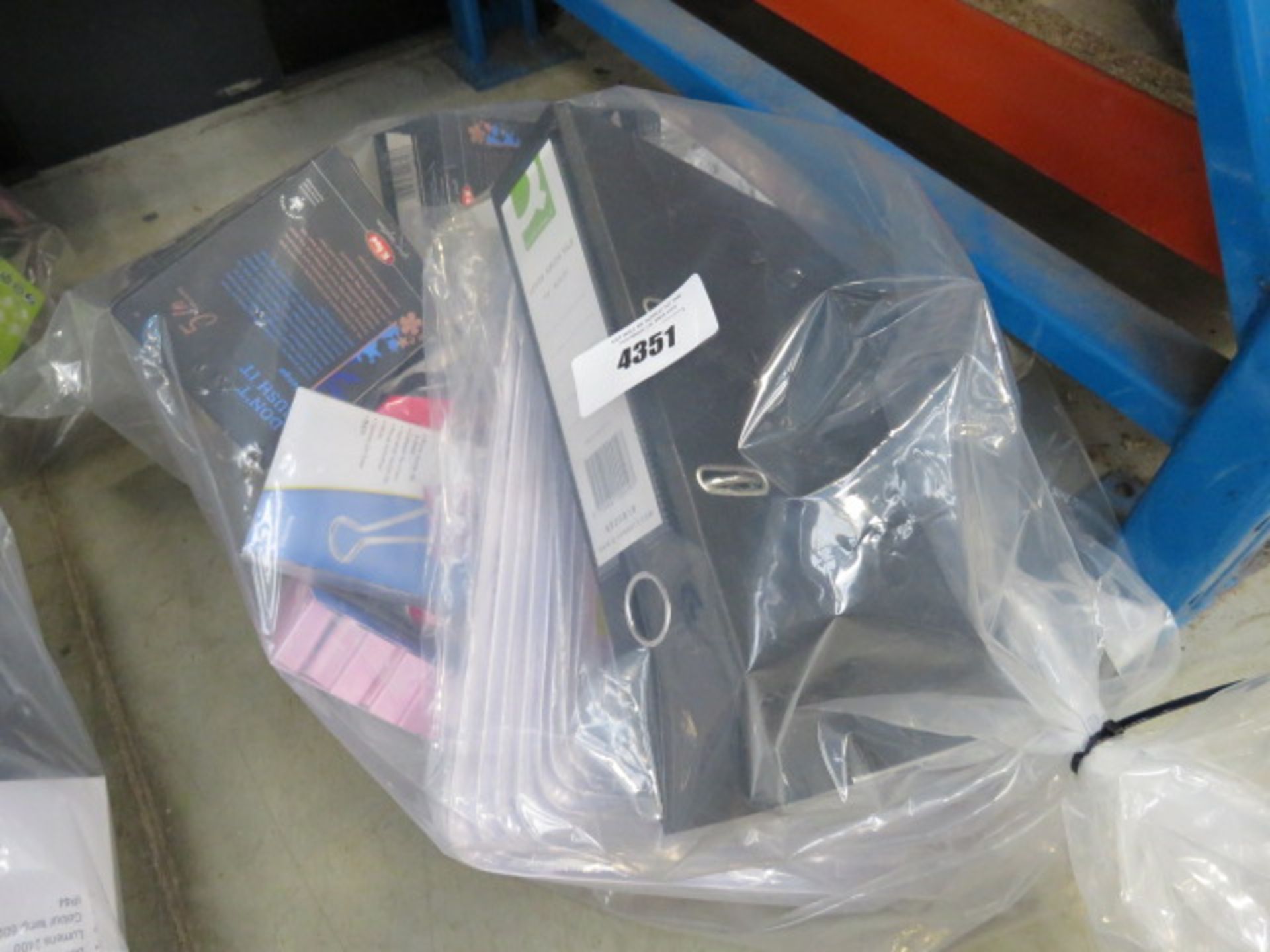 Bag containing lever arch files, de-icer, file clips etc.