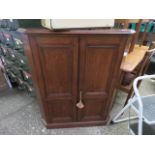 Dark oak corner cabinet with 2 fitted shelves