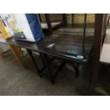 2218 - Dark oak dropside dining table with barley twist supports