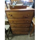 Modern pine chest of 5 drawers