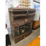 2105 - Stack of 4 vintage trunks