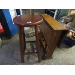 Small folding table and small wooden stool