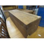 Rectangular wooden storage box and rush seated stool