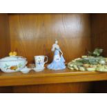 Royal Worcester Evesham porcelain bowl, Coalport '' Age of Elegance '' figurine, Capodimonte style