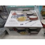 Boxed Mikasa Avignon set of 5 ceramic soup bowls in mixed colours