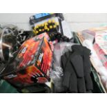 Crate containing large quantity of various gloves including Head style gloves, HydraHyde leather