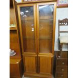 2212 - Mid Century teak display cabinet with cupboard to base