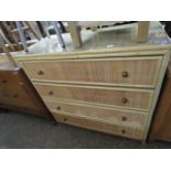 Bamboo and rattan chest of 4 drawers with glass surface
