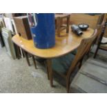 Mid Century teak extending dining table with 4 matching green upholstered chairs *Sold subject to