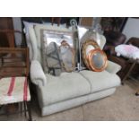 2214 - pale green 2 seater unholstered sofa