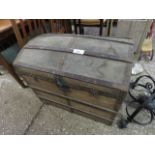 Twin handled wooden banded trunk