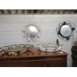 2243 - 4 various decorative circular wall mirrors