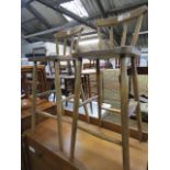 Pair of light oak spindle back stools