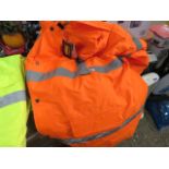 Box of orange hi vis jackets, approx. 10