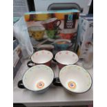 Boxed set of 6 decorative ceramic mugs togeter with 4 unboxed matching mugs