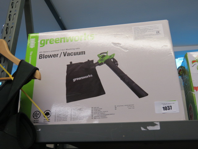 Boxed Greenworks 40V battery powered leaf blower