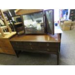Mahogany effect Stag 6 drawer dressing unit with 3 panel mirror over