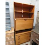 Mid Century teak effect wall unit with 3 drawers to base
