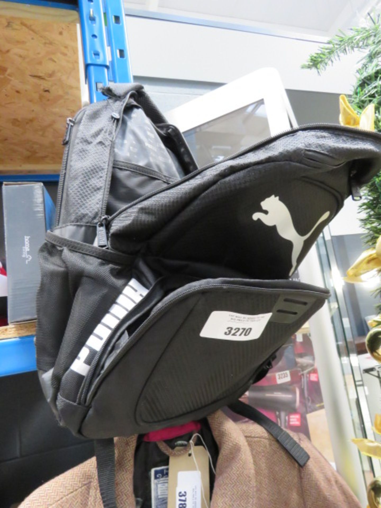 A black Puma backpack