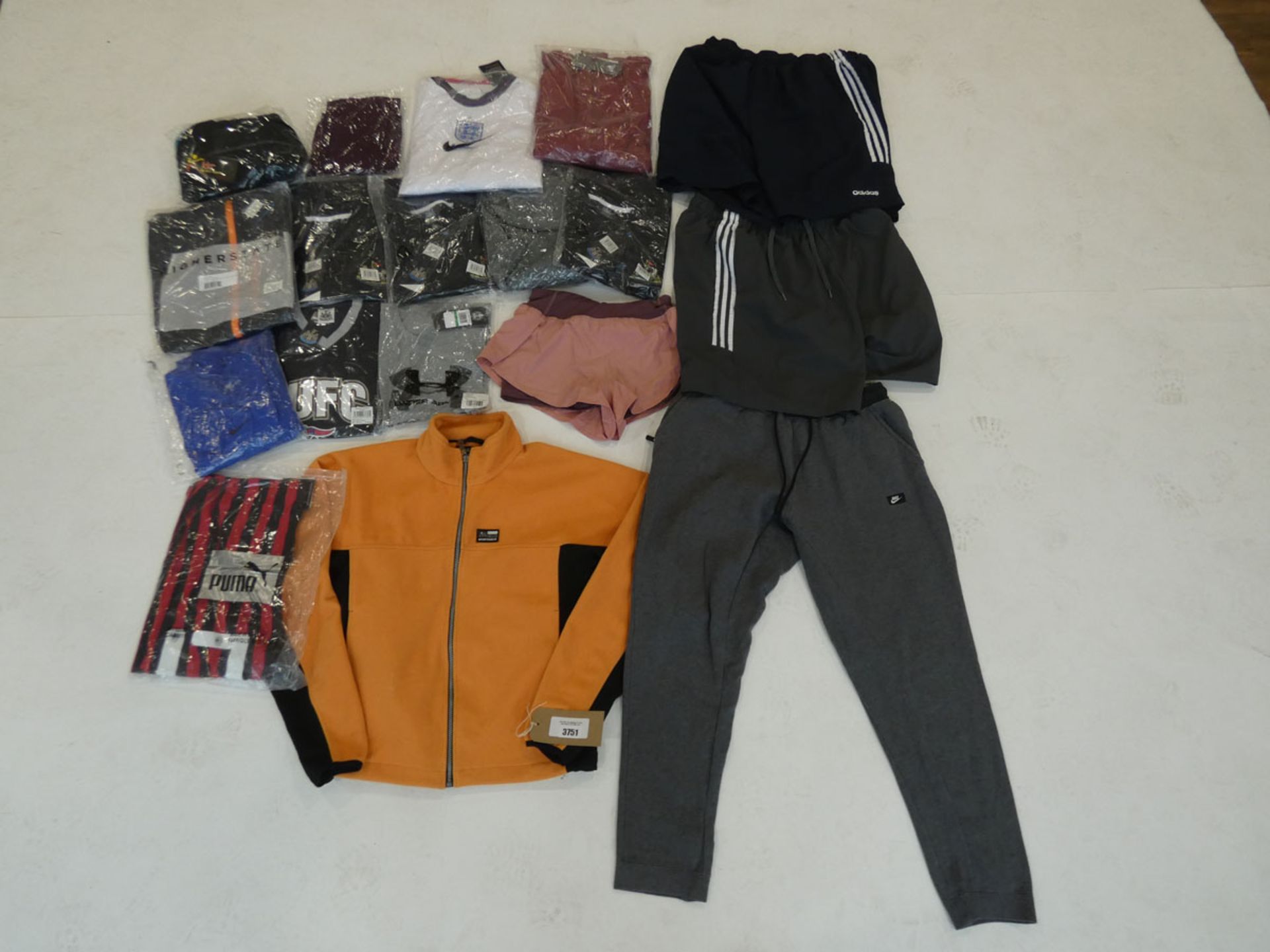 Selection of sportswear to include Aidas, Puma, Nike, Under Armour, etc