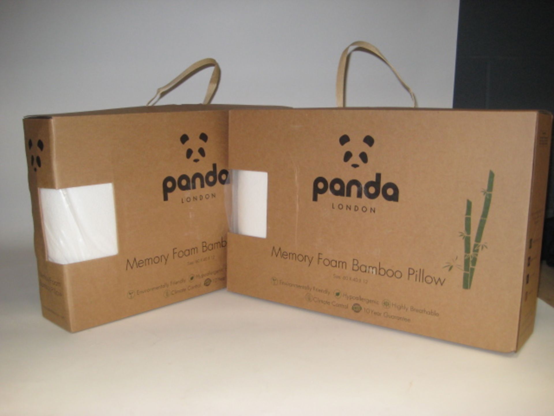 2 boxed Panda bamboo pillows