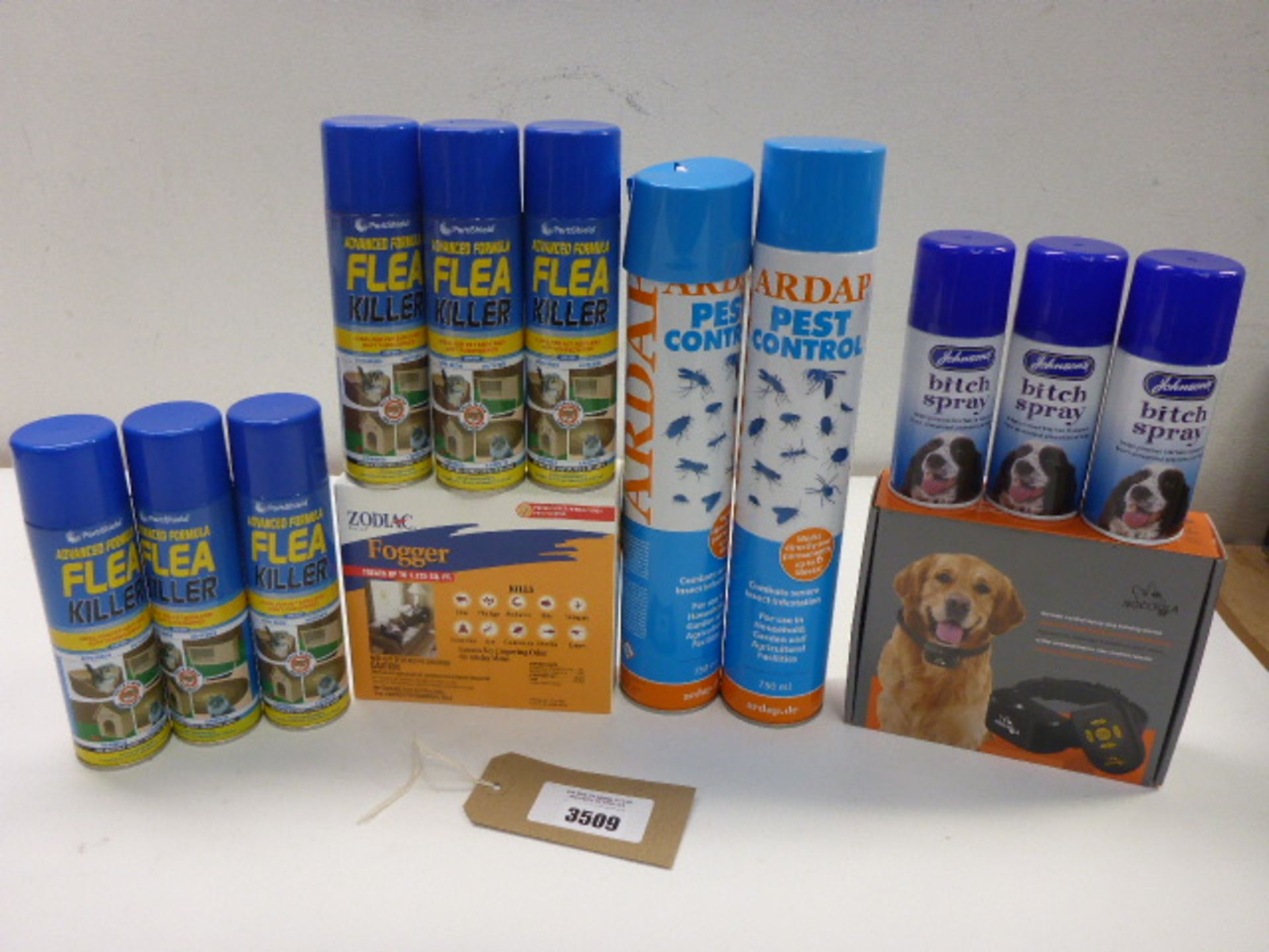 Flea & pest control sprays, room fogger, Nocciola r/c spray dog training device and Bitch sprays