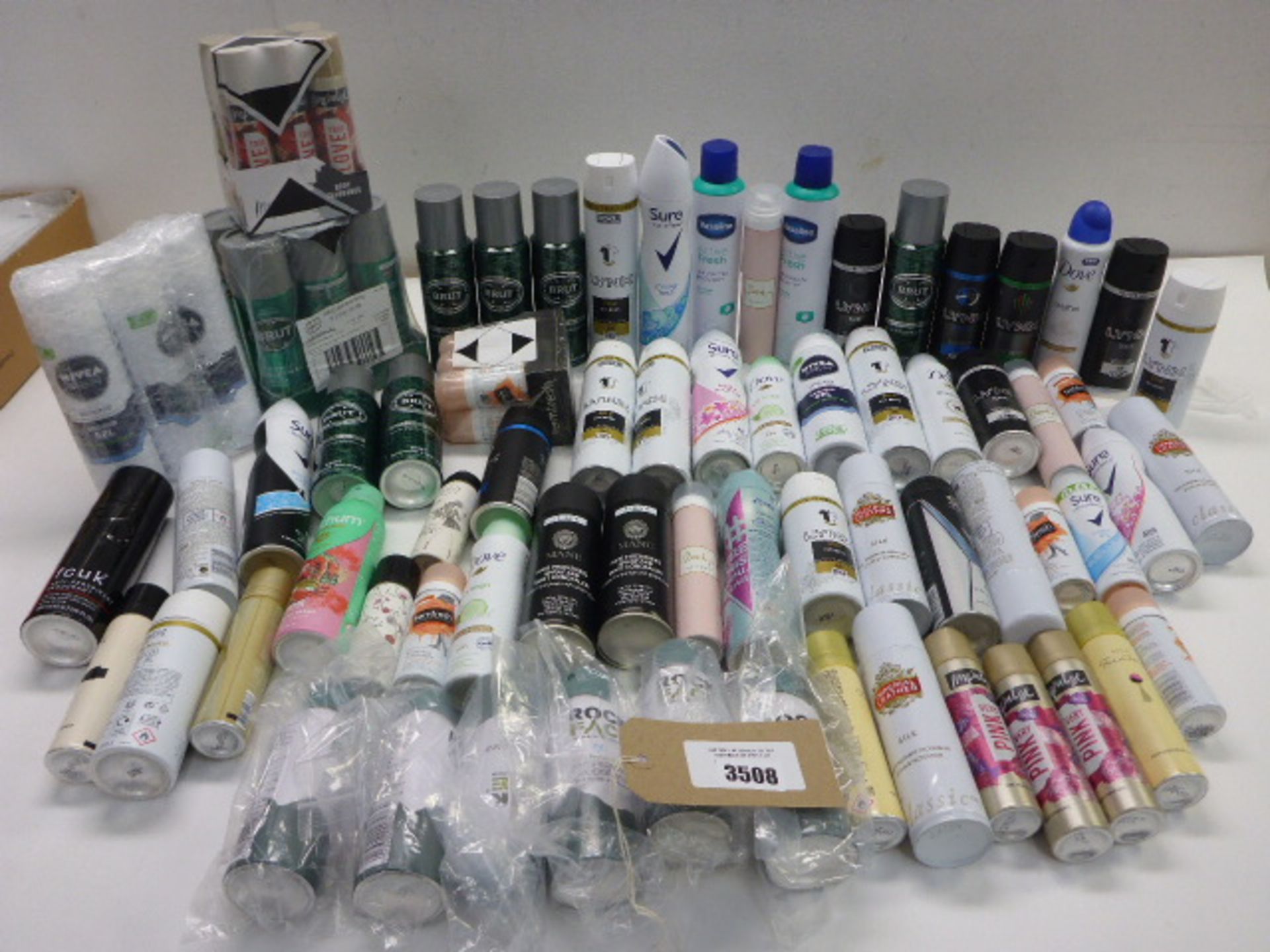 Large quantity of Lynx, Brut, Nivea, Sure and other deodorants, anti-perspirant and body sprays