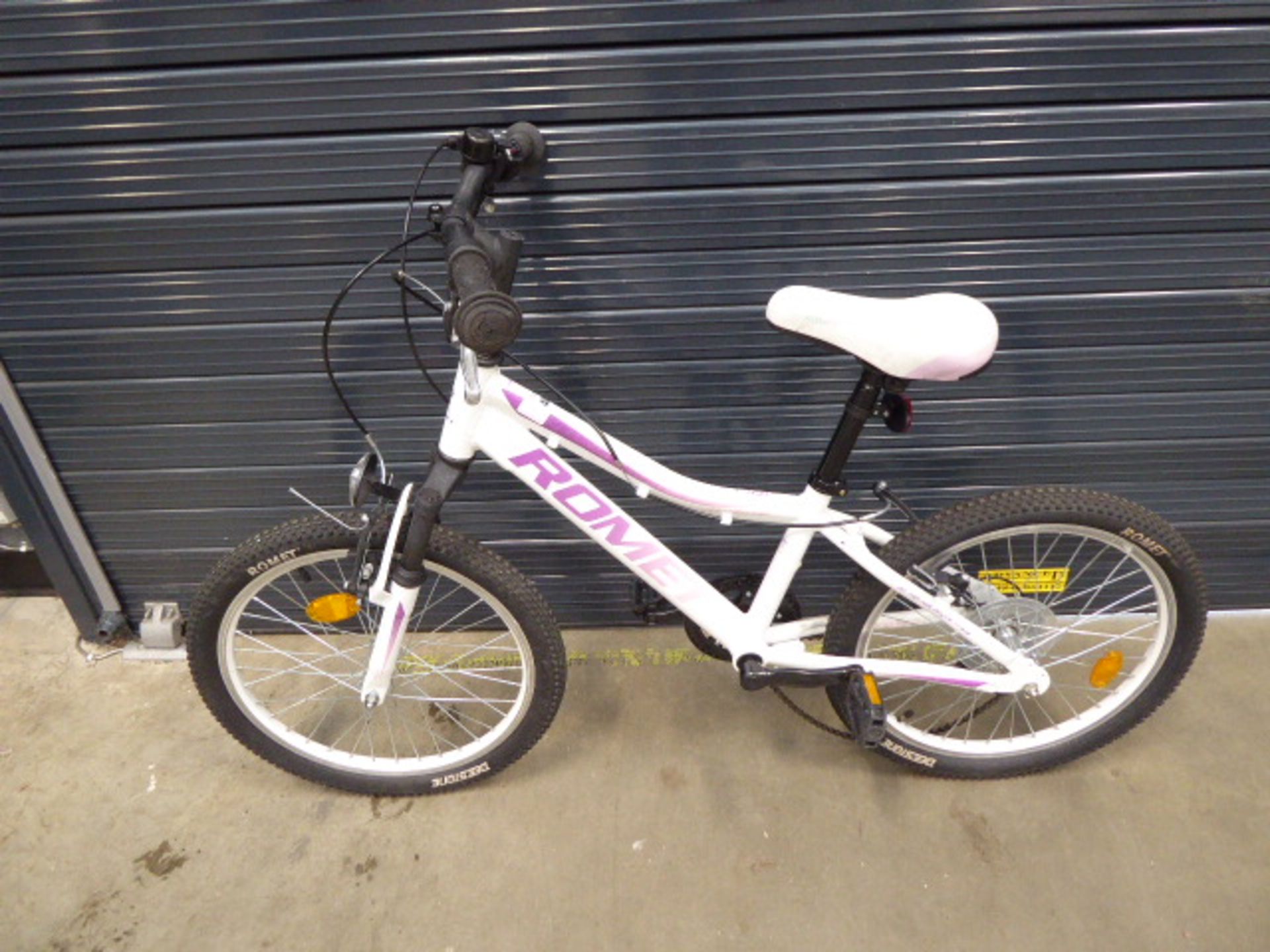 White and pink romet jolene girl's bike