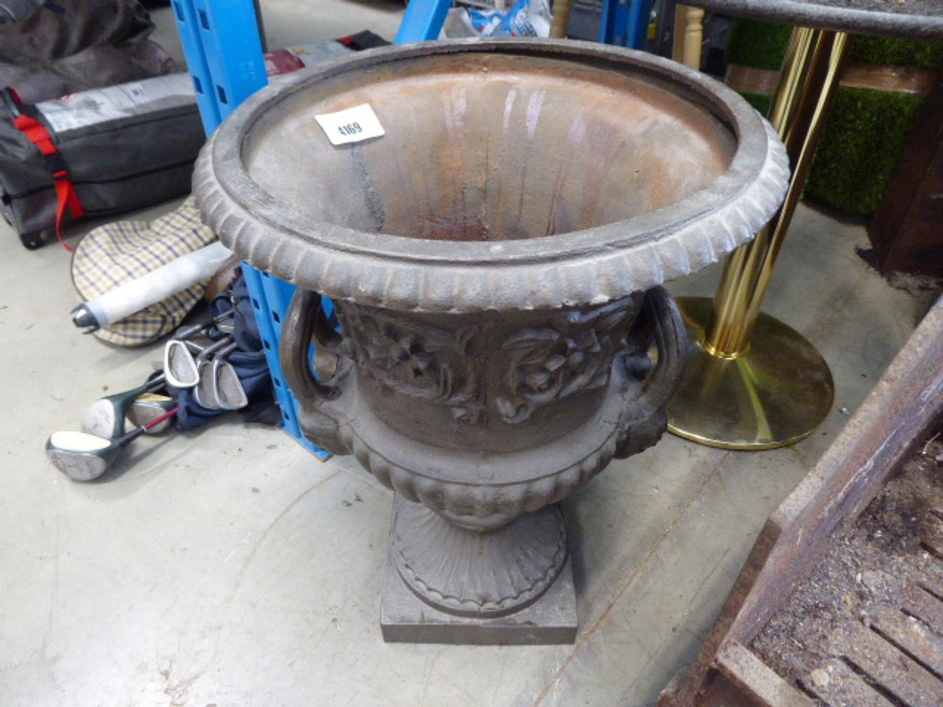 Large cast iron urn