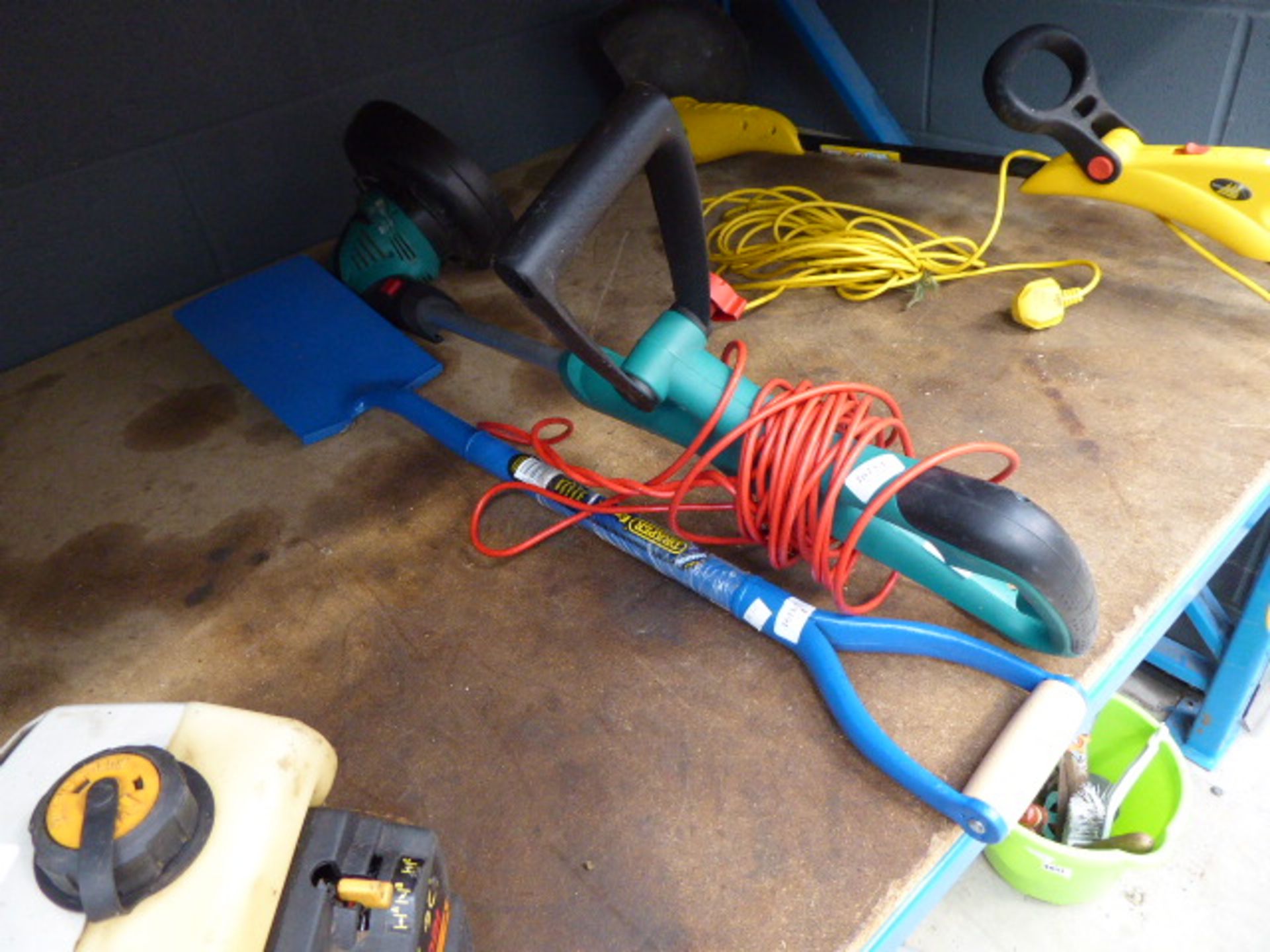 Bosch electric strimmer and a spade