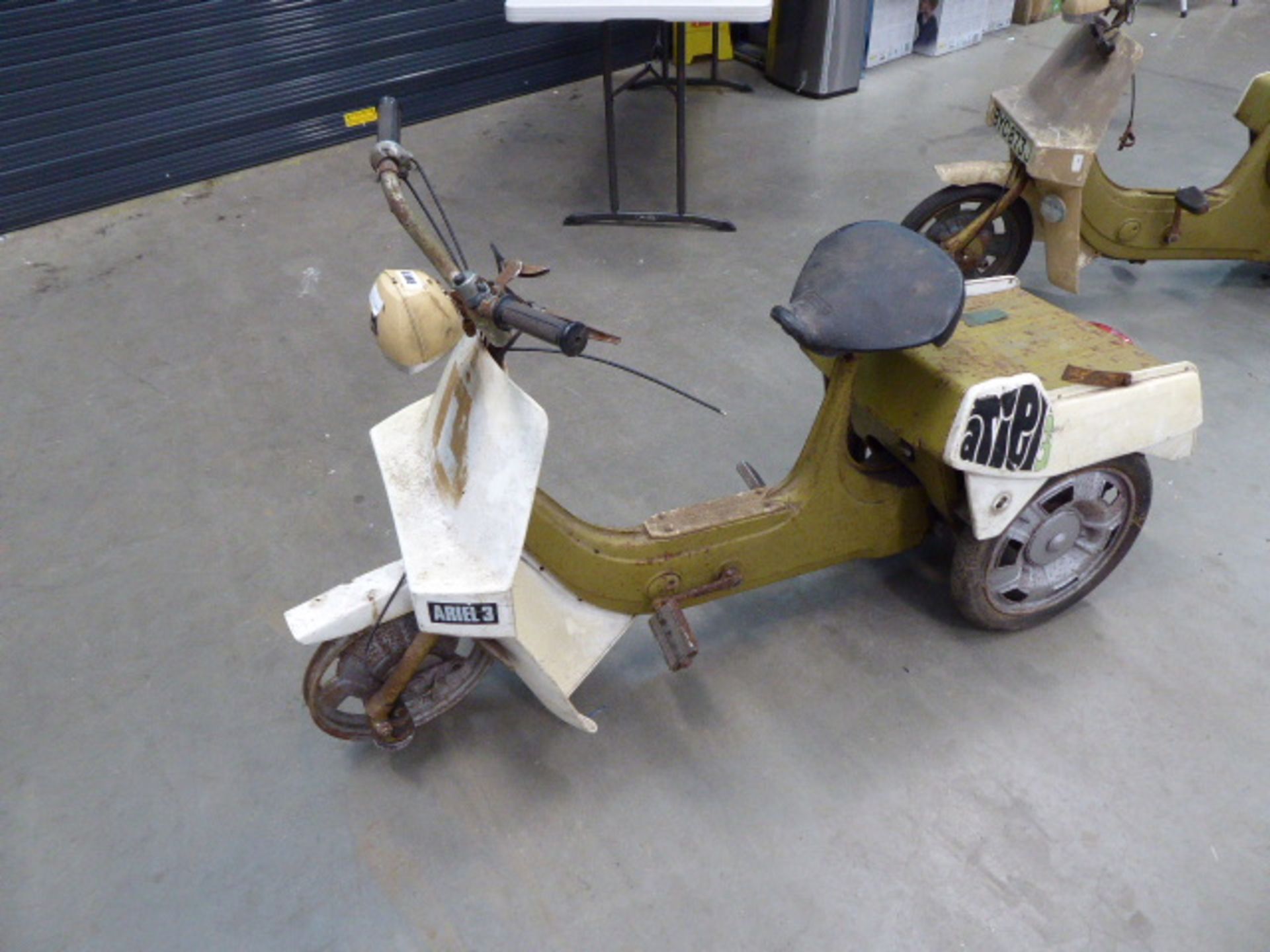 Two cream and green Ariel 3 petrol powered mopeds