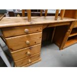 (24) Pine desk with fours drawers to the side