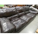 5215 Brown leather effect three seater sofa