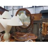 Victorian walnut toilet mirror