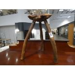 Rustic burr walnut tripod stool