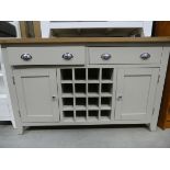 Chester Grey Painted Oak 2 Door Large Sideboard With Wine Rack (104)