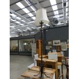 Wrought iron floor lamp with cream silk shade