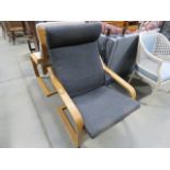 Ikea bentwood armchair with anthracite cushions