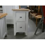 Gloucester White Painted Oak Narrow 2 Drawer Bedside Table (69)