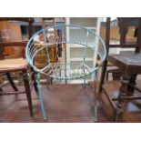 (34) Blue painted metal basket chair