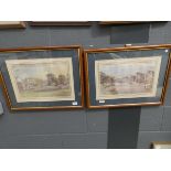 Pair of framed and glazed Scottish water colours, military barracks