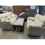 Oatmeal fabric tree seater sofa plus a matching two seater