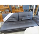 Sealy leather effect sofa bed with footstool, as found