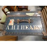 Vintage green painted travelling trunk