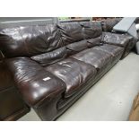 5216 Brown leather effect three seater sofa