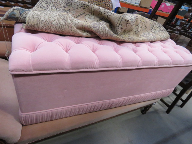 Pink fabric ottoman