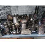 (46) A cage containing a large quantity of silver plate and pewterware